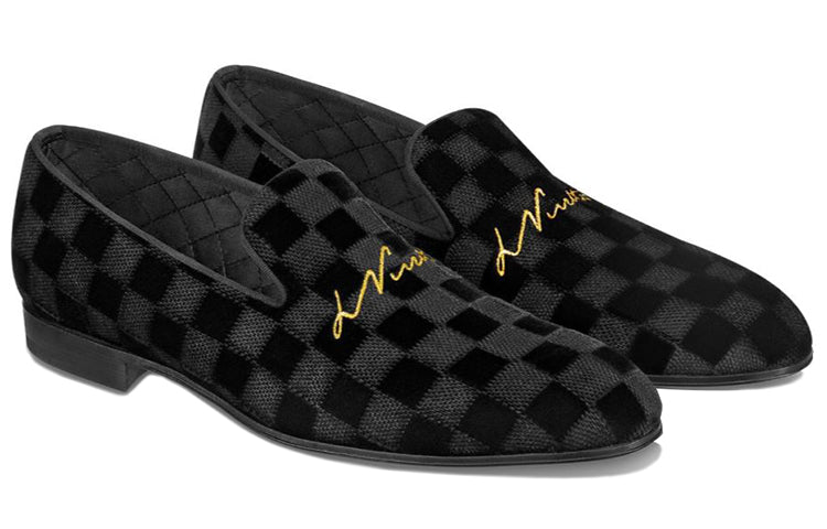 LOUIS VUITTON Auteuil Velvet Shoes 'Black' 1A4OO3 #