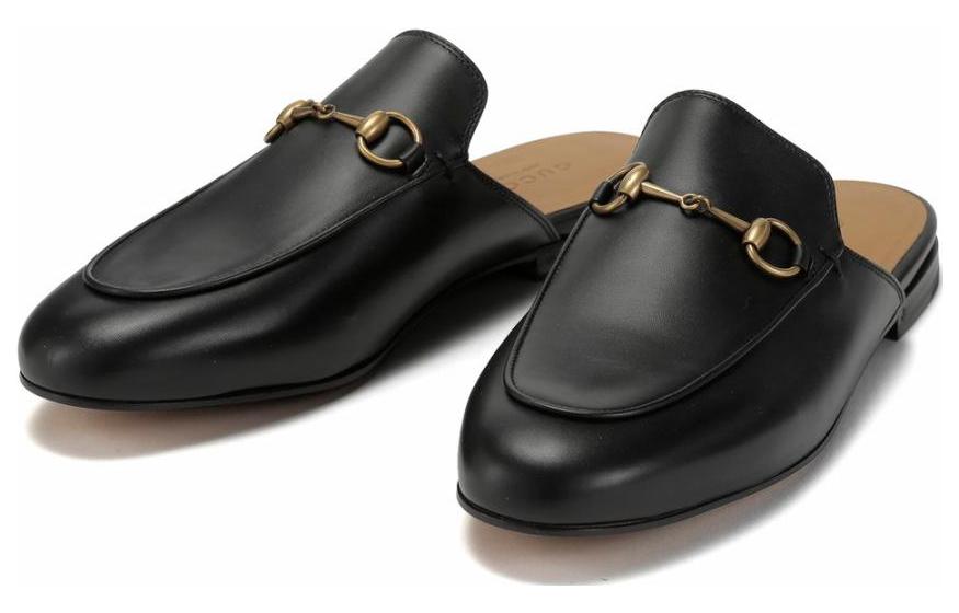 (WMNS) Gucci Princetown 'Black Leather' 423513-BLM00-1000 #