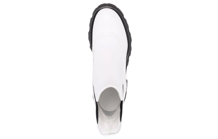 (WMNS) Alexander McQueen Leather Chelsea Ankle Boots 'White Black' 666368WHZ849360 #