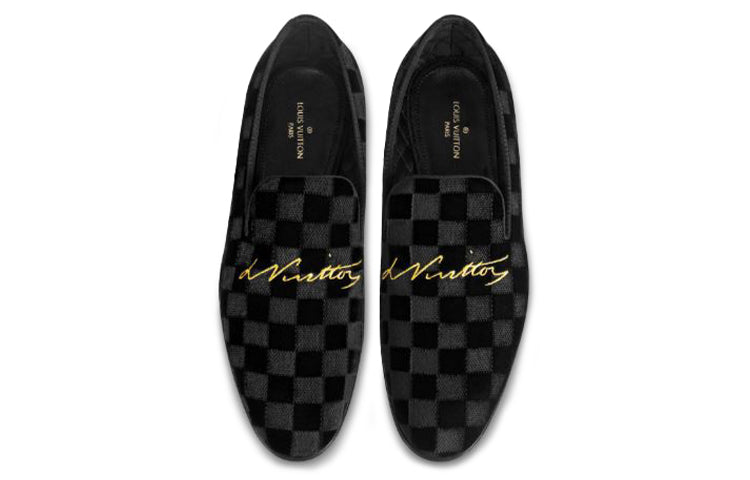 LOUIS VUITTON Auteuil Velvet Shoes 'Black' 1A4OO3 #