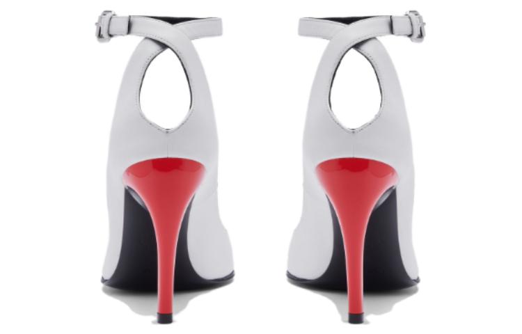 (WMNS) Alexander McQueen Armadillo Ankle Strap Heels 'Black Silver Red' 780679WIEX48740 #