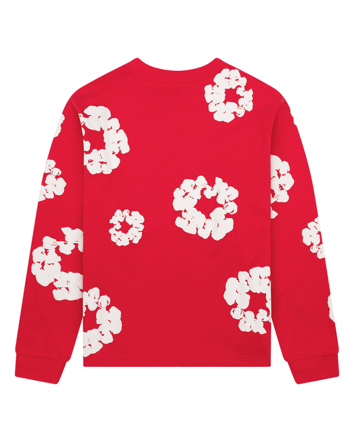 Long Sleeve Cotton Wreath Tee Black , Green, Grey , Navy , Red