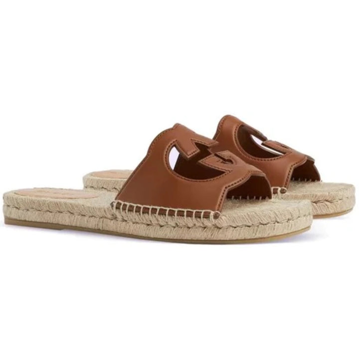 GUCCI CUT-OUT SLIDE " BROWN BEIGE " - MAC OUTFITS