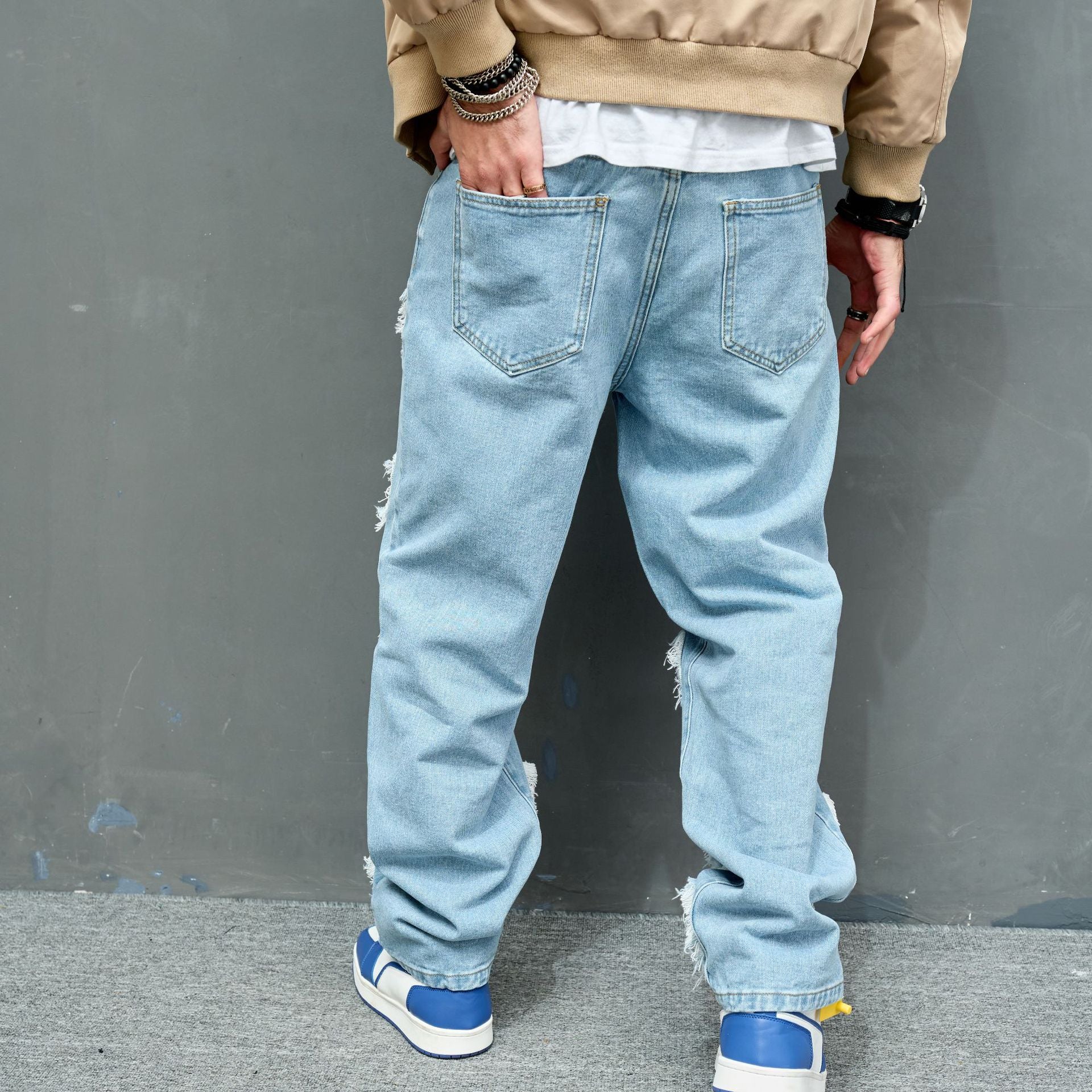 Men's Jeans Worn Stretch Slim Fit - MAVERICKFITS