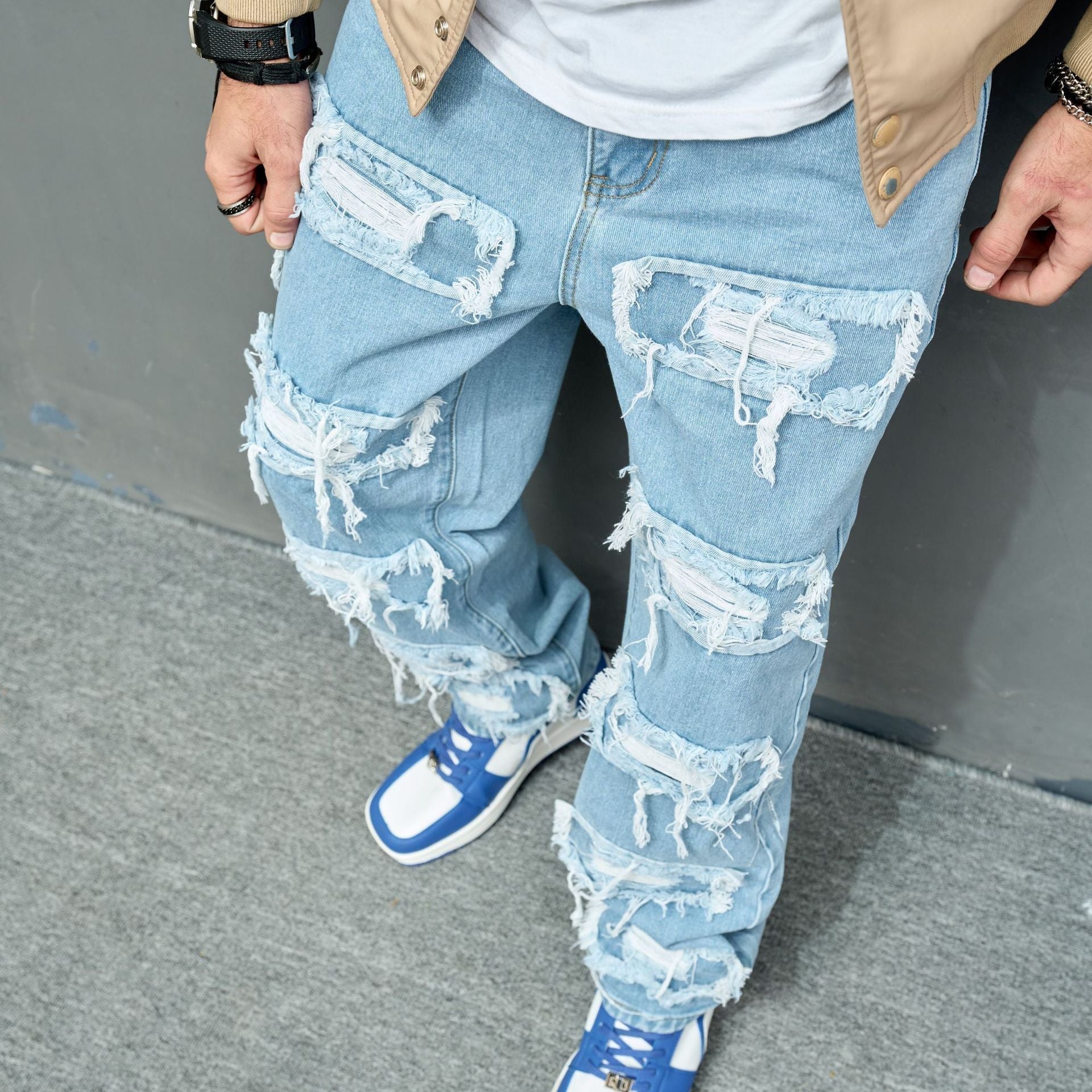 Men's Jeans Worn Stretch Slim Fit - MAVERICKFITS