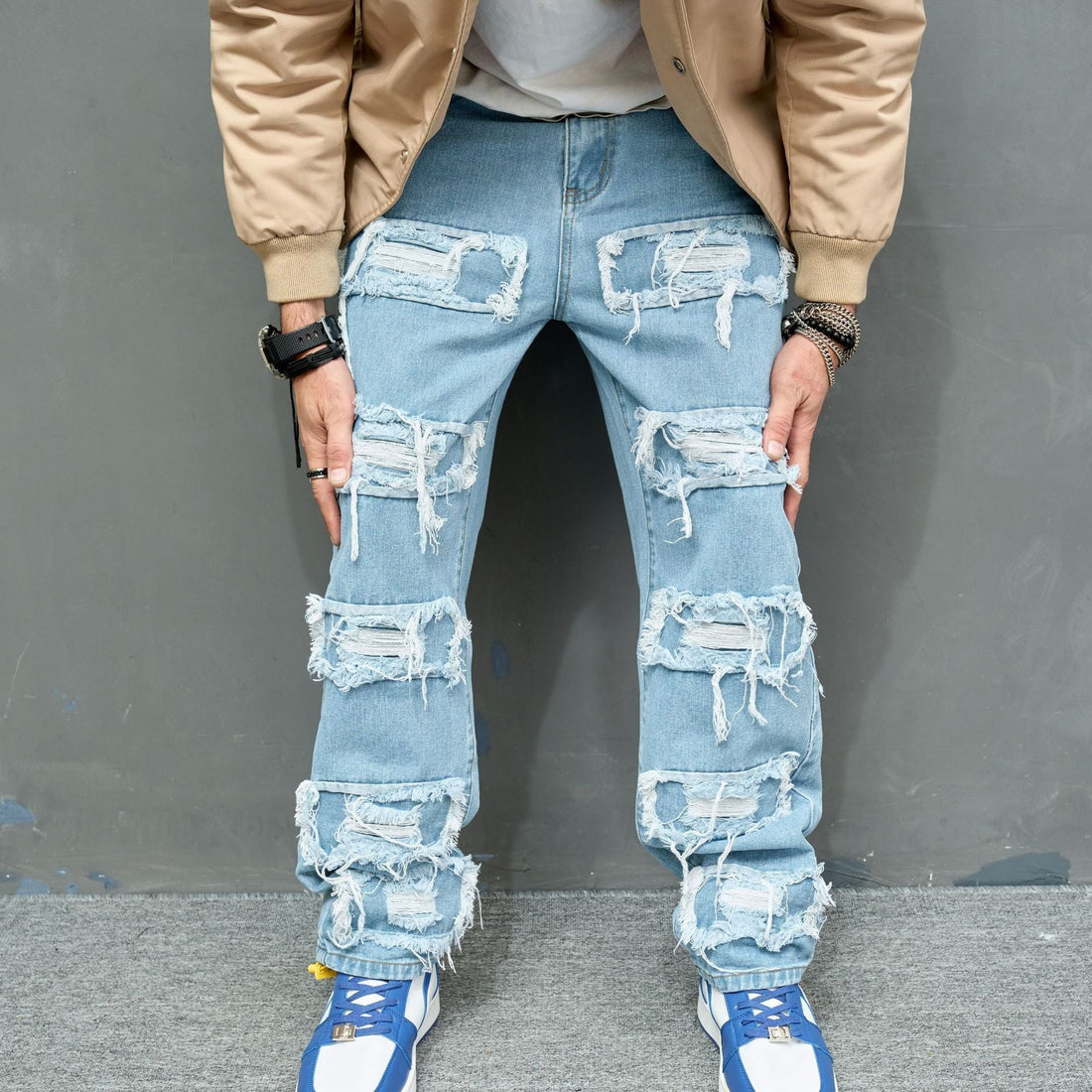 Men's Jeans Worn Stretch Slim Fit - MAVERICKFITS