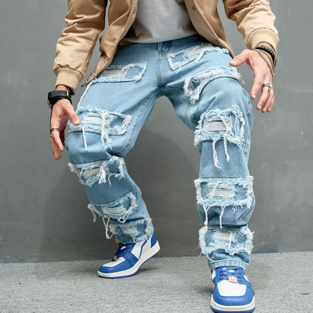 Men's Jeans Worn Stretch Slim Fit - MAVERICKFITS