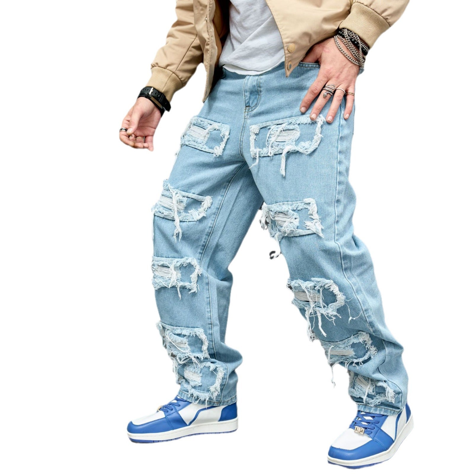 Men's Jeans Worn Stretch Slim Fit - MAVERICKFITS