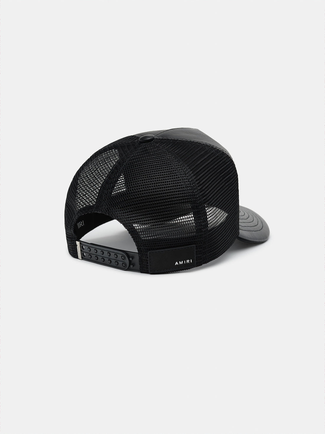 LEATHER MA TRUCKER HAT - Black