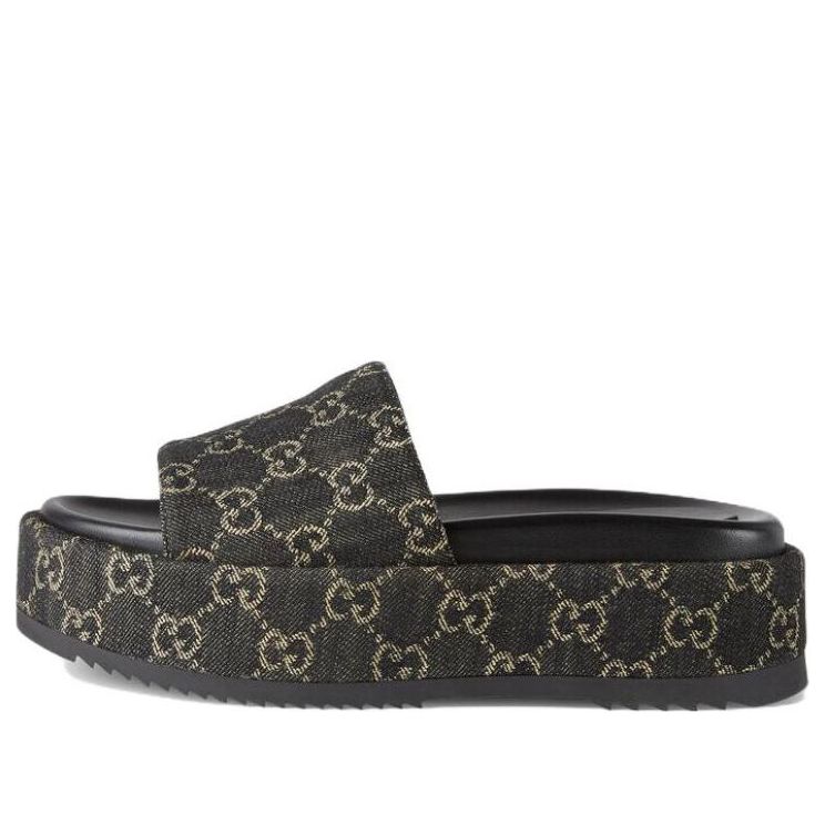 (WMNS) Gucci GG Lame Platform Slide Sandal 'Black' 623212-UN300-1289 #.