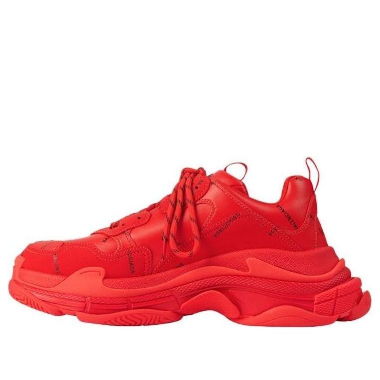 (WMNS) Balenciaga Allover Logo Triple S Sports Shoes Red 524039W2FA16010 #