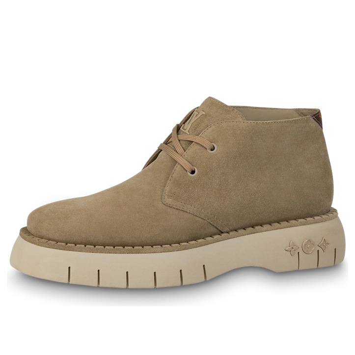 LOUIS VUITTON Square Suede Ankle Boots 'Beige' 1AANRZ #